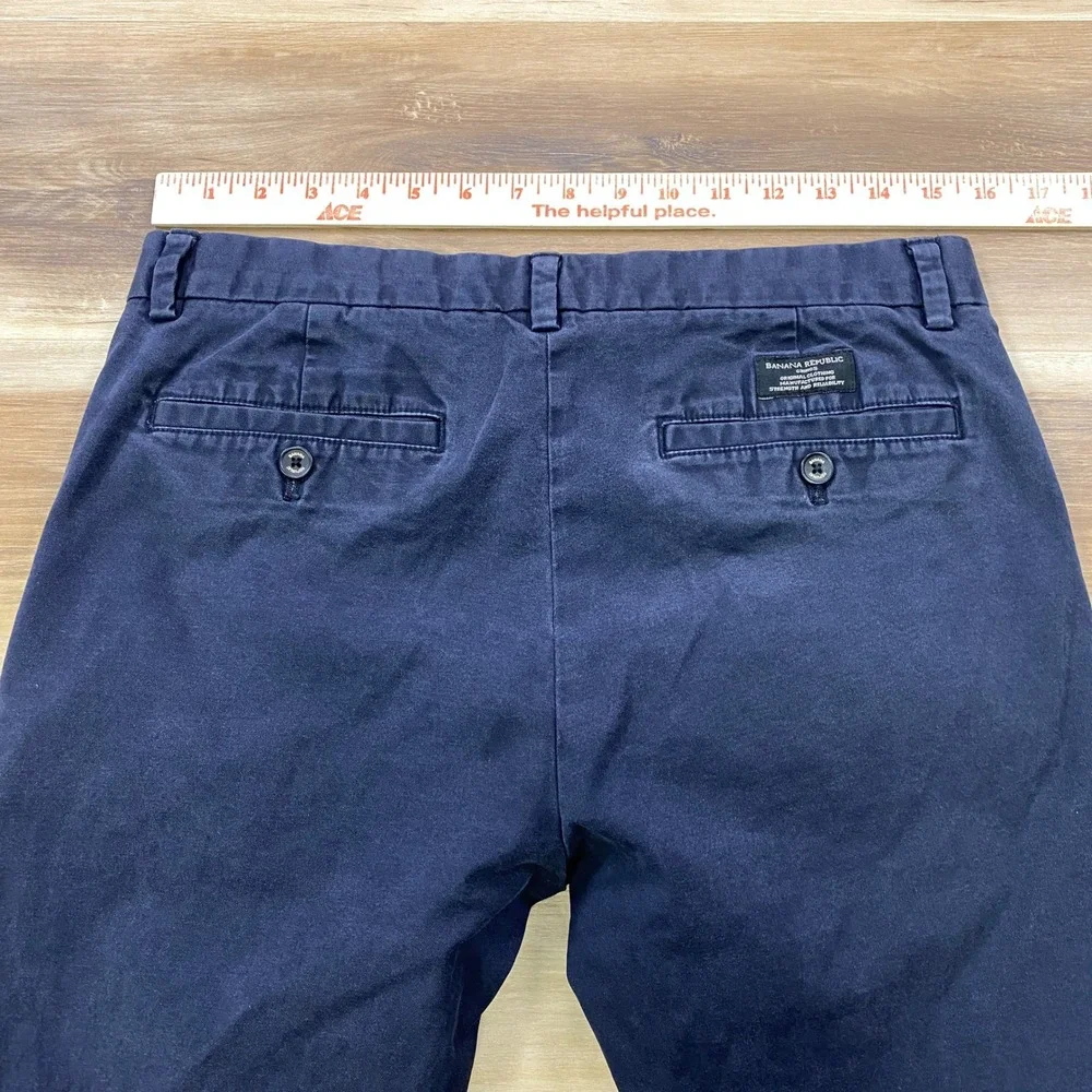 Banana Republic Chino Mens 32x27 Cotton Fulton Skinny Fit Navy Blue Classic